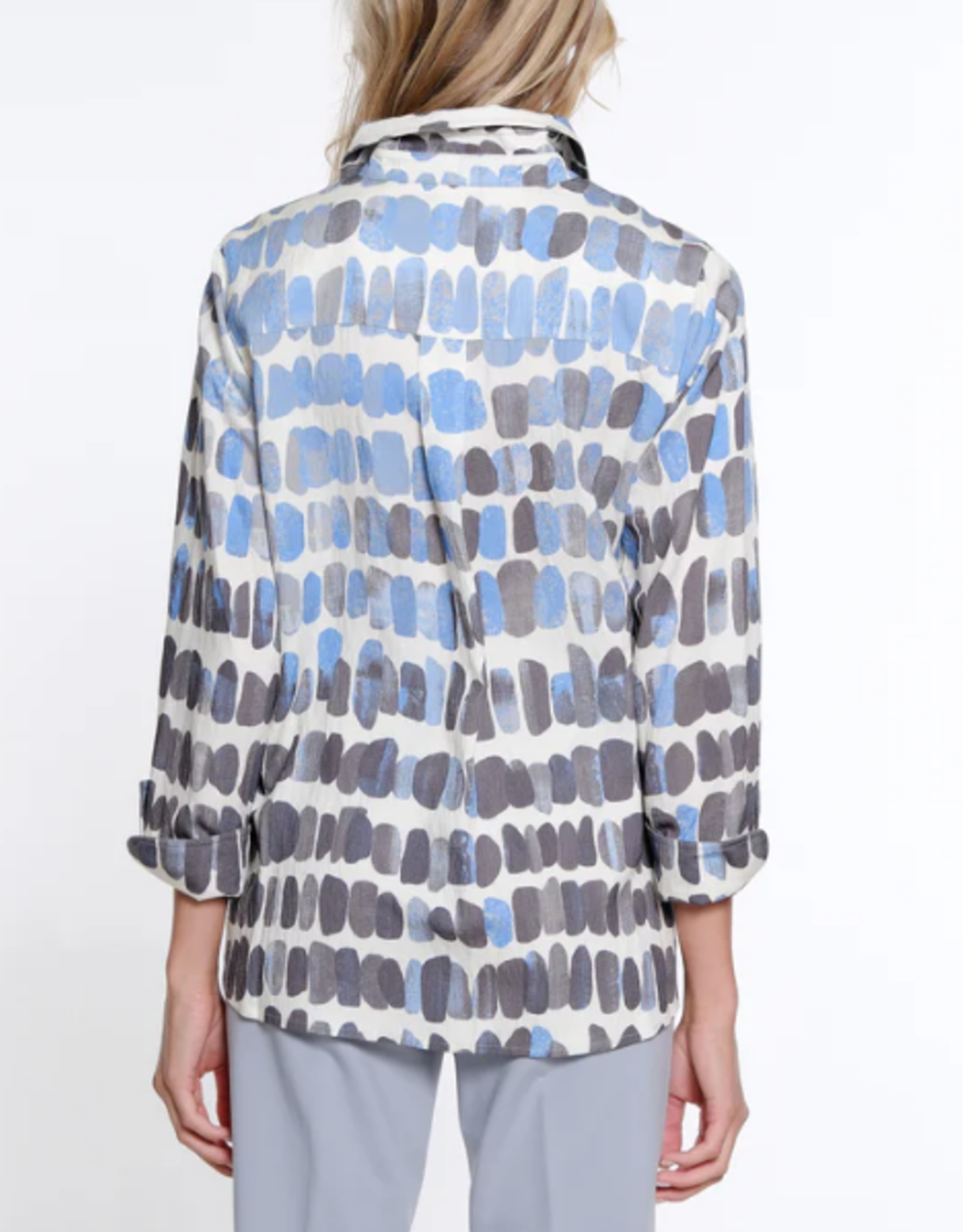 Multiples Multiples Multi Turn-Up Cuff 3/4 Sleeve Button Front Shirt AS