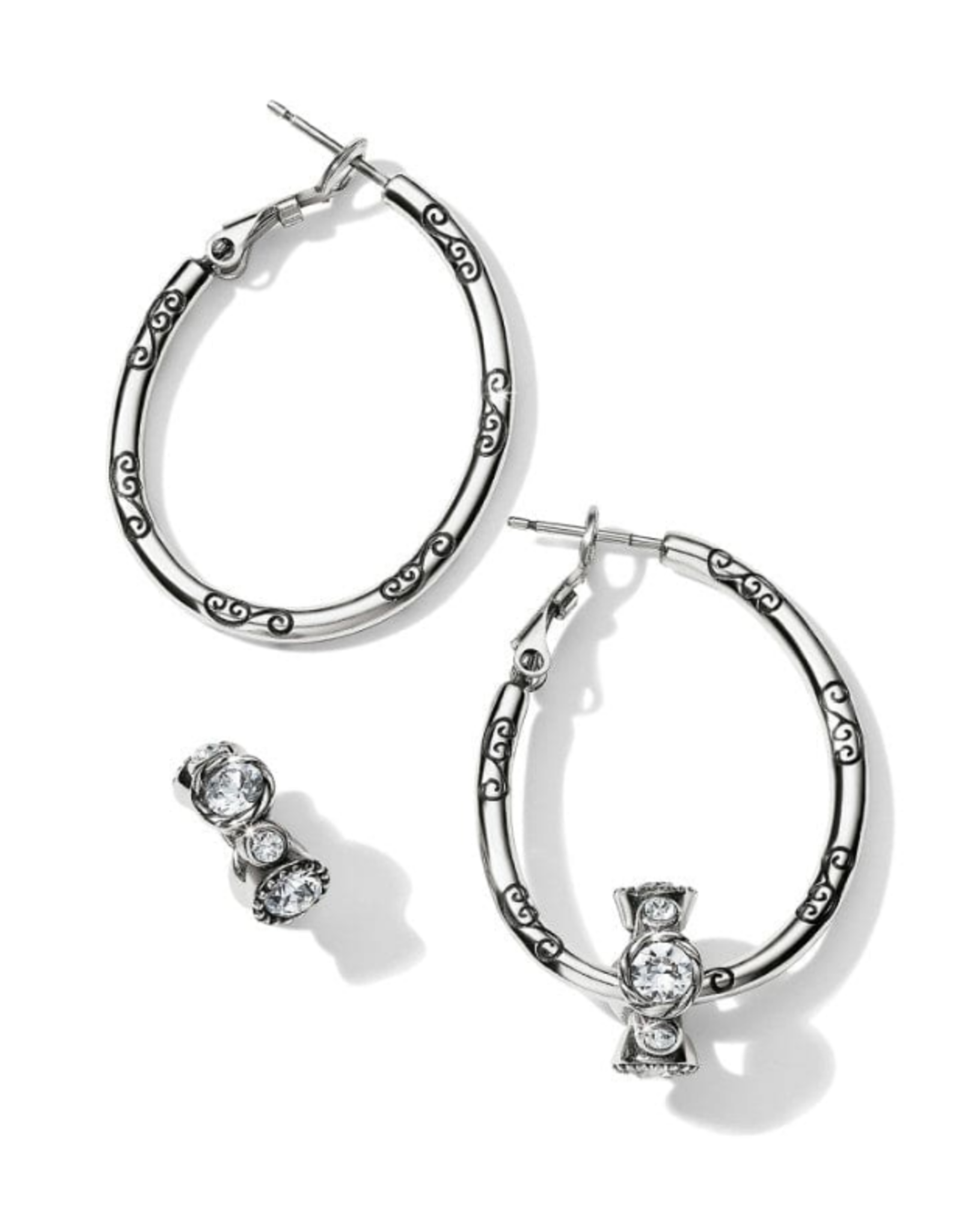 Brighton Brighton Silver Oval Hoop Charm Earrings