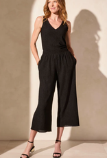 Tribal Tribal Black Textured Pull-Up Wide Leg Pant w/Pockets