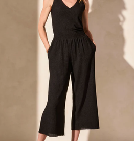 Tribal Tribal Black Textured Pull-Up Wide Leg Pant w/Pockets