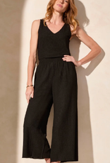 Tribal Tribal Black Textured Pull-Up Wide Leg Pant w/Pockets
