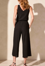 Tribal Tribal Black Textured Pull-Up Wide Leg Pant w/Pockets