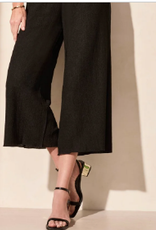 Tribal Tribal Black Textured Pull-Up Wide Leg Pant w/Pockets