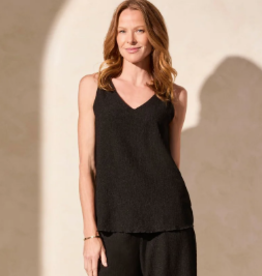 Tribal Tribal Black Textured V-Neck Sleeveless Top