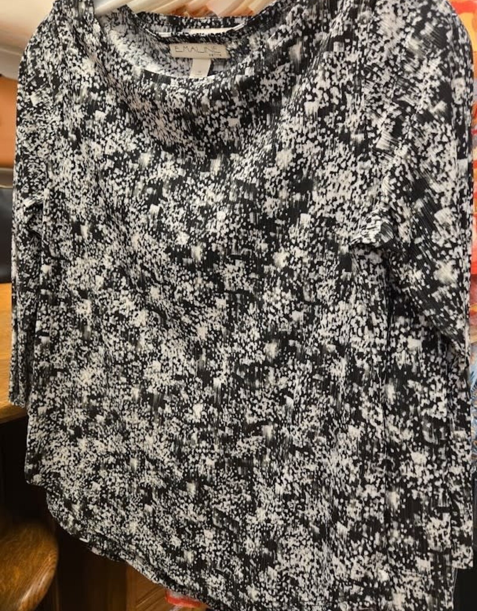 Emaline Emaline  Multi Print Round Neck 3/4 Sleeve Petite Top
