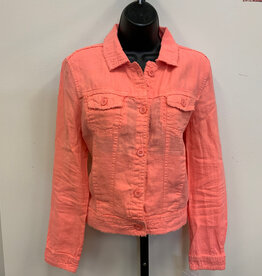 Lulu B Lulu B Salmon Button Up Linen Long Sleeve Jacket CL
