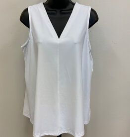 Lulu B Lulu B  White Sleeveless V Neck Top LC