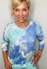 Ethyl Ethyl  3/4 Sleeve V Neck Top LC