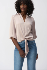 Joseph Ribkoff Joseph Ribkoff Satin V-Neck Top with Front Tie