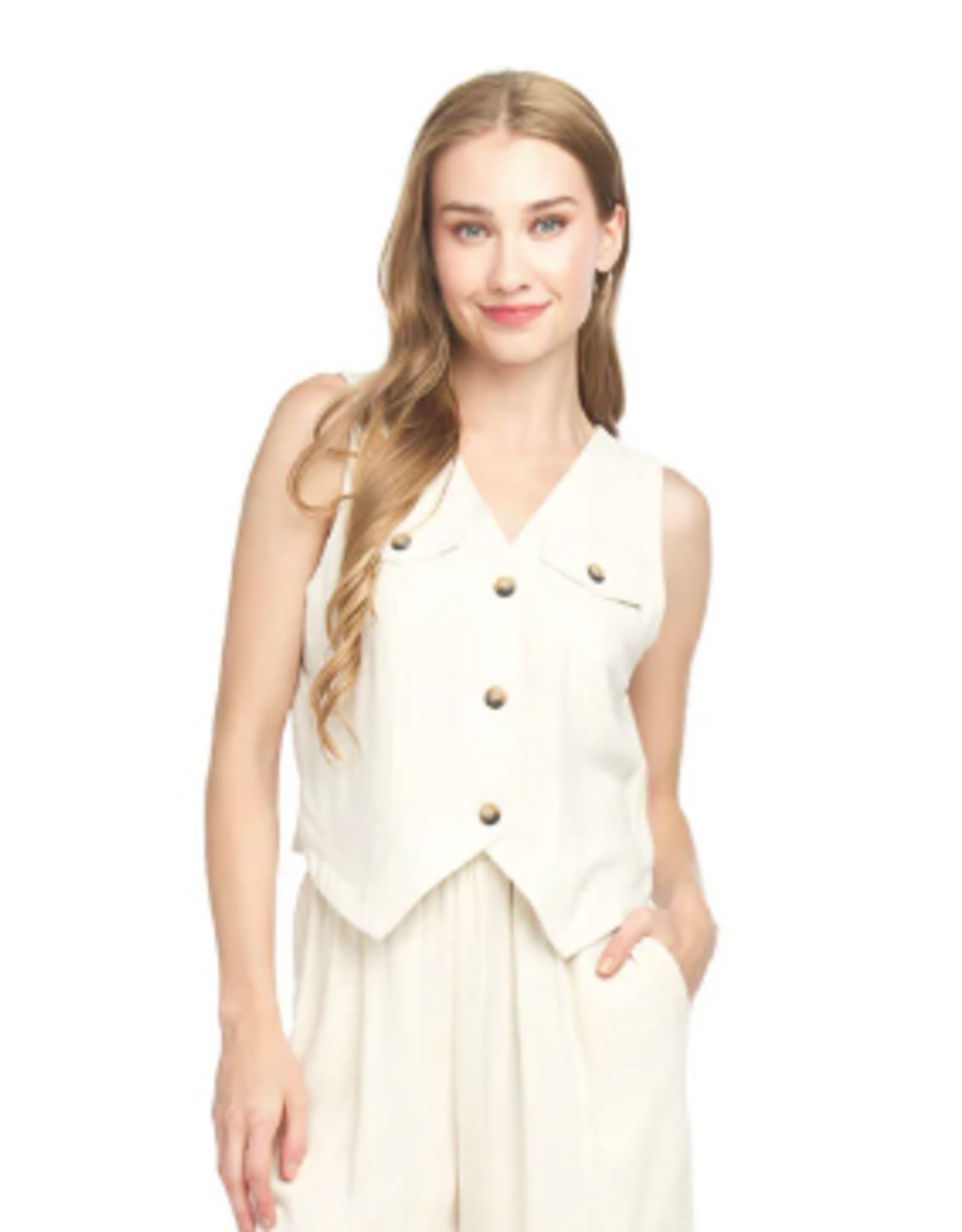 Papillon Papillon  Stone Linen Blend Vest LK