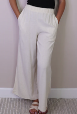 Papillon Papillon  Beige Linen Blend Wide Leg Pants LL