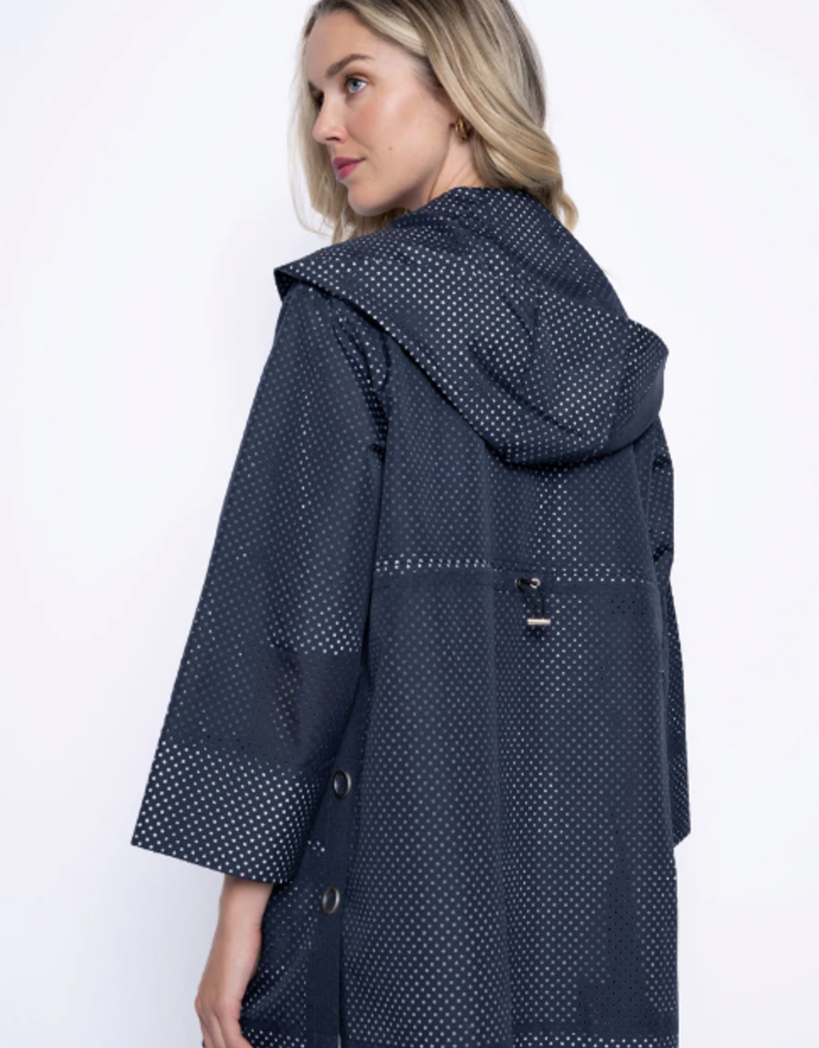 Picadilly Picadilly D.Navy Hooded Perforated Long Jacket