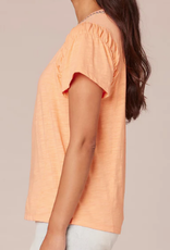 Democracy Democracy Petite Peach Fuzz Short Sleeve Scoop Crochet Neck W/ruched Arm Holes LE