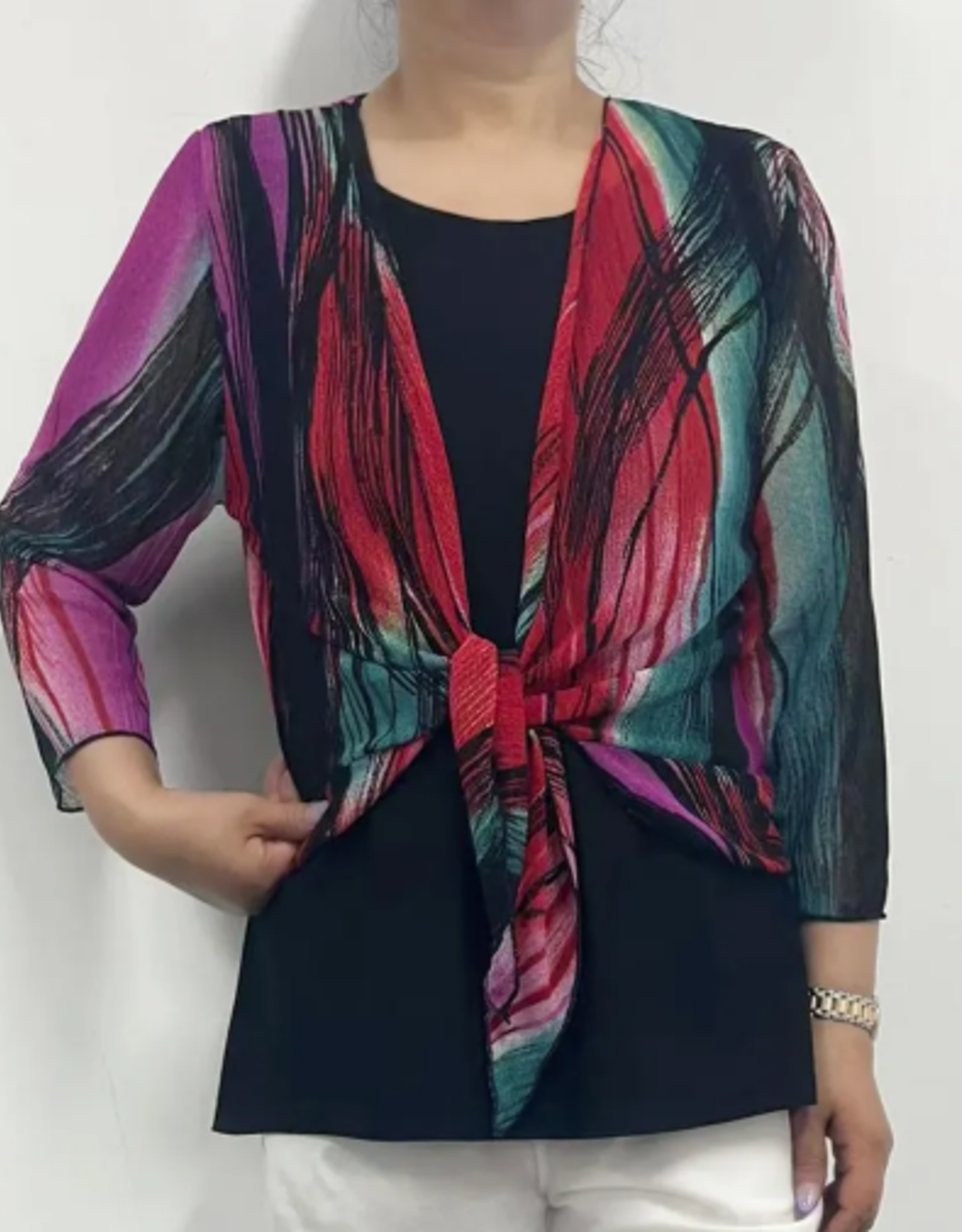 Lady Liberty Lady Liberty Print #G6 3/4 Sleeve Mesh Bolero