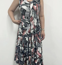 Creations Creations Multi Abstract  Print - 704 Sleeveless Pleated Midi Dress LE