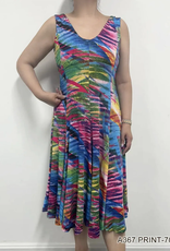 Creations Creations  Multi Abstract  Print - 707 Sleeveless Pleated Midi Dress LE