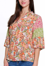 Tru Luxe Tru Luxe Floral Print Tiered Short Sleeve Top CE