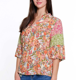 Tru Luxe Tru Luxe Floral Print Tiered Short Sleeve Top CE