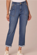 Democracy Democracy Blue "AB" Solution High Rise Buttoned Patch Pocket Roll Cuff Pant W/Carpenter Loop LS