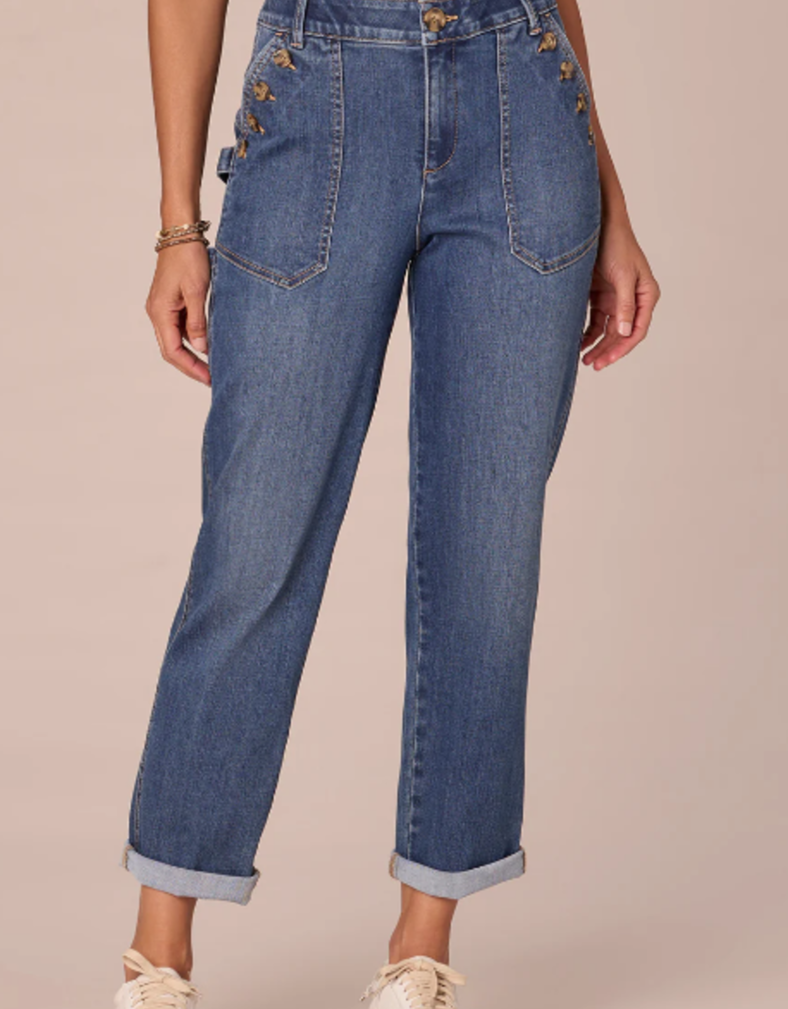 Democracy Democracy Blue "AB" Solution High Rise Buttoned Patch Pocket Roll Cuff Pant W/Carpenter Loop LS