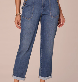 Democracy Democracy Blue "AB" Solution High Rise Buttoned Patch Pocket Roll Cuff Pant W/Carpenter Loop LS