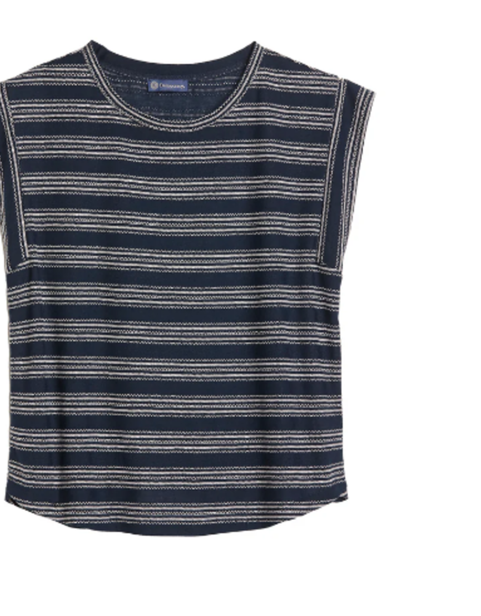 Democracy Democracy Navy Cap Sleeve Scoop Neck Shirt Tail Hem Top BR