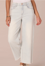 Democracy Democracy Bleached Blue "AB" Solution Skyrise Round Up Wide Leg Boyfriend W/Fray Hem AA