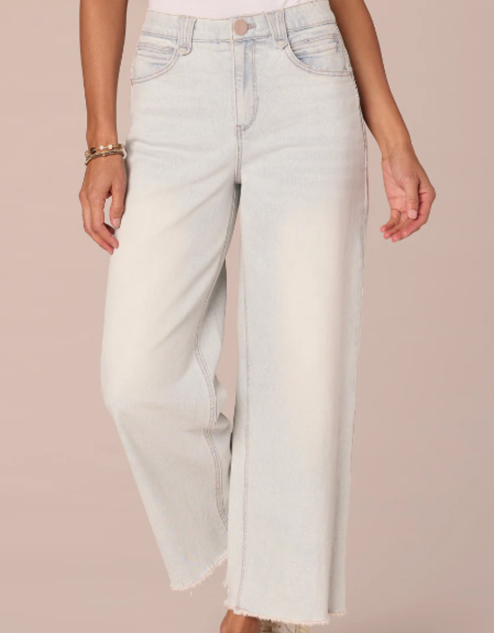 Democracy Democracy Bleached Blue "AB" Solution Skyrise Round Up Wide Leg Boyfriend W/Fray Hem AA