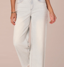 Democracy Democracy Bleached Blue "AB" Solution Skyrise Round Up Wide Leg Boyfriend W/Fray Hem AA