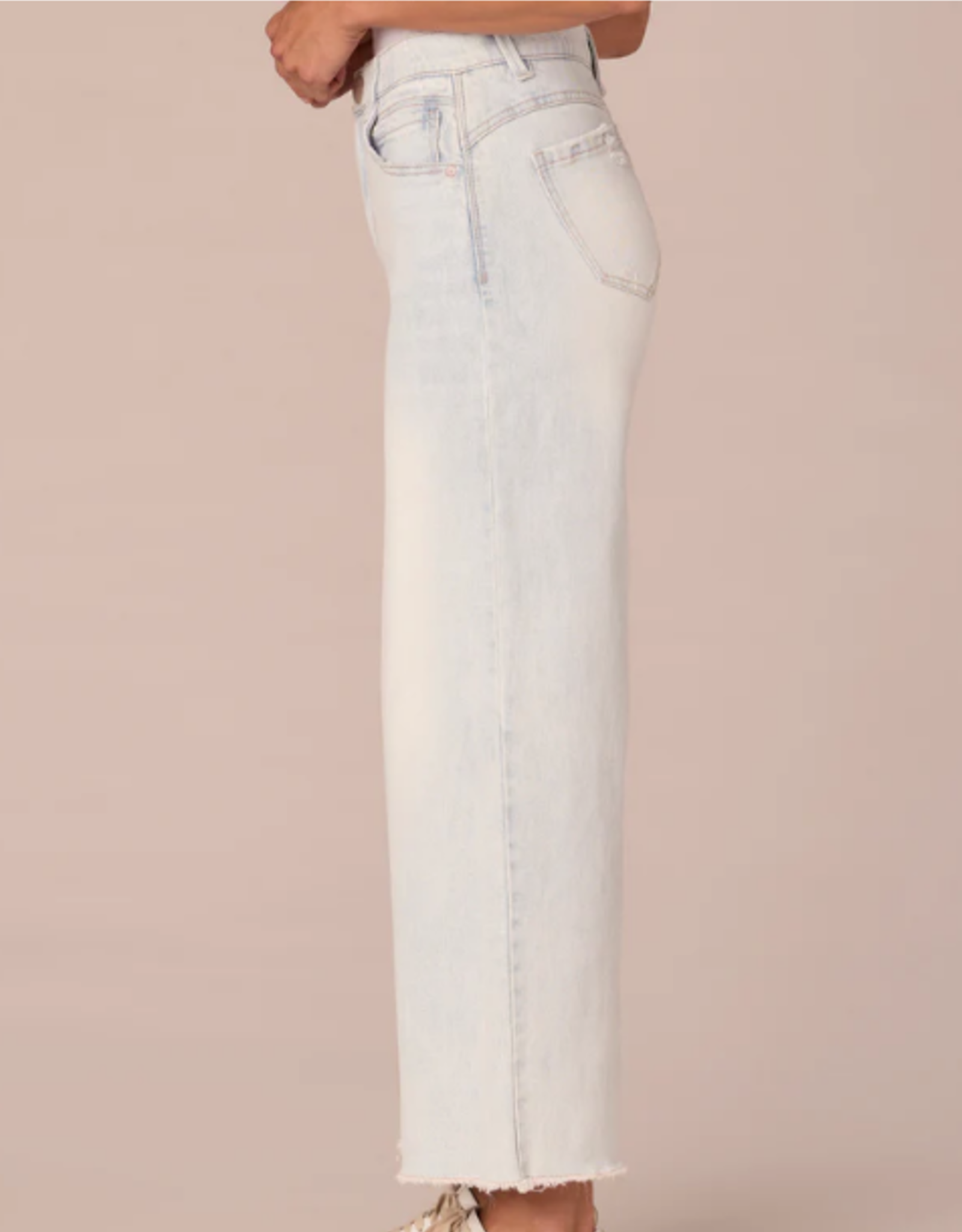 Democracy Democracy Bleached Blue "AB" Solution Skyrise Round Up Wide Leg Boyfriend W/Fray Hem AA