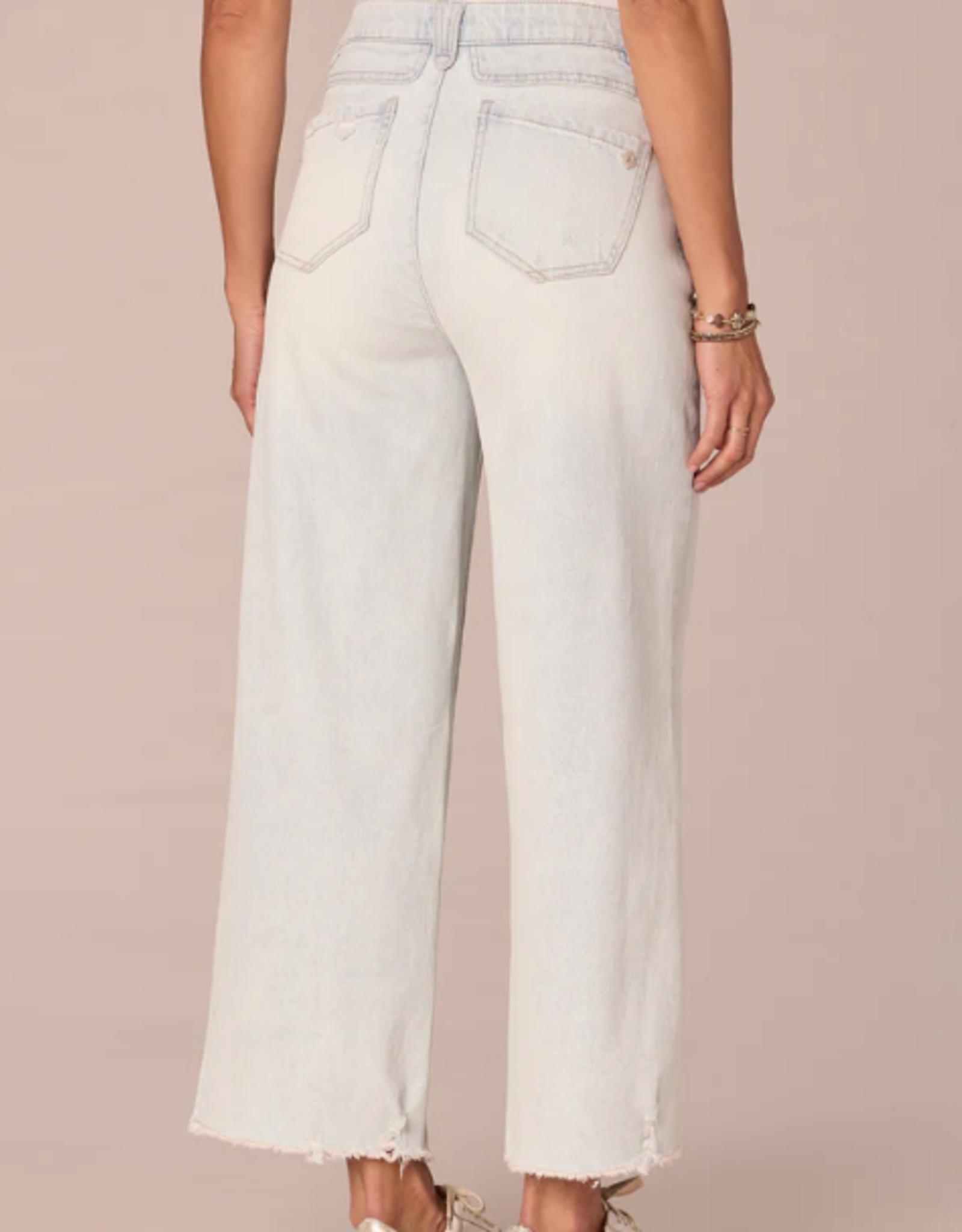 Democracy Democracy Bleached Blue "AB" Solution Skyrise Round Up Wide Leg Boyfriend W/Fray Hem AA