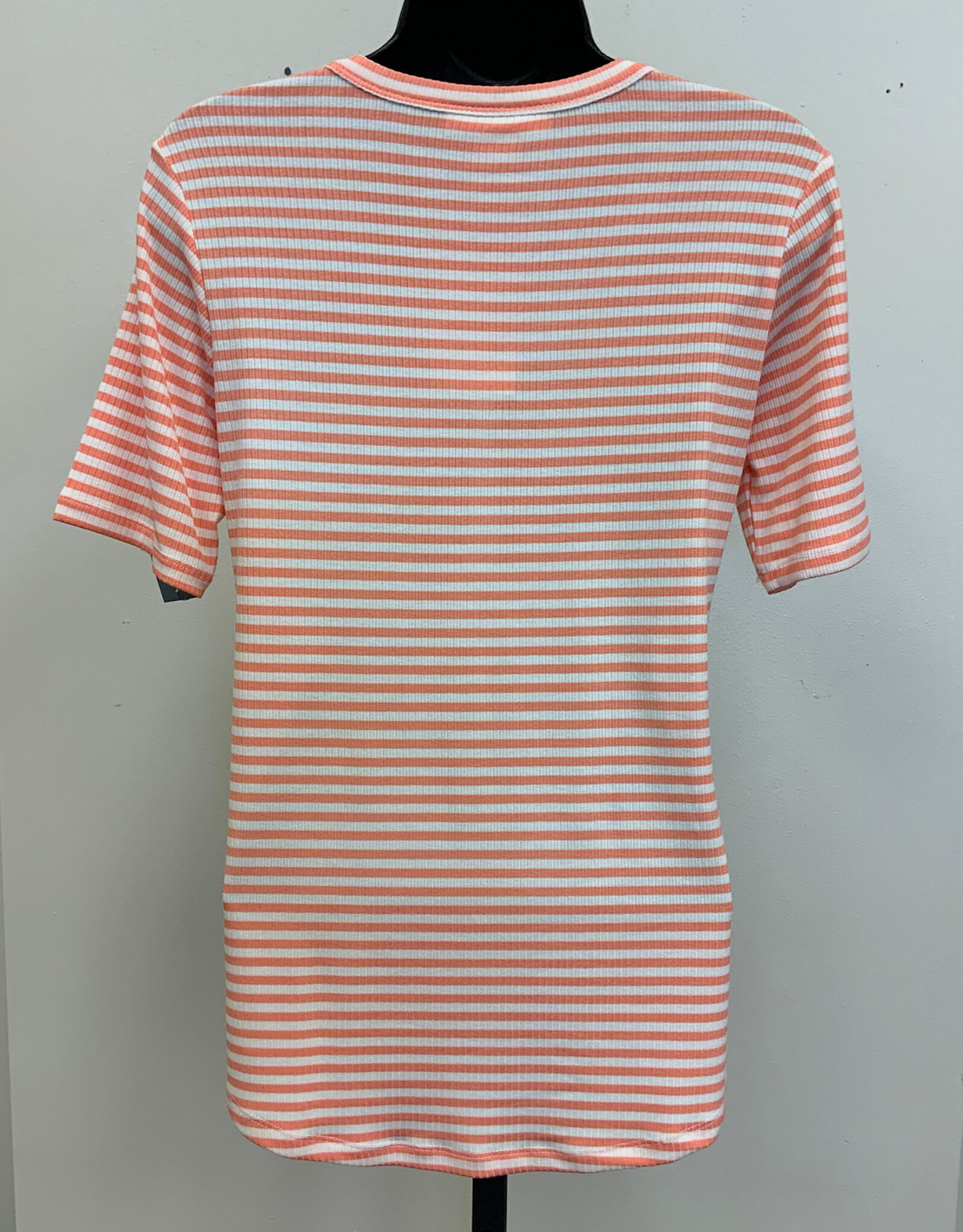 skyes the limit Skyes  Pch/Pnk Combo Short Sleeve Henley Rib Stripe Tee BC
