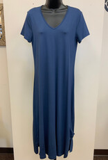 Pure Essence Pure Essence Denim Short Sleeve V Neck Dress CE