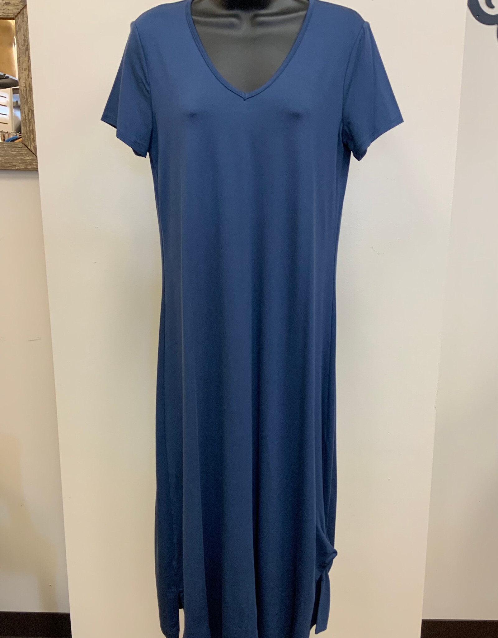 Pure Essence Pure Essence Denim Short Sleeve V Neck Dress CE