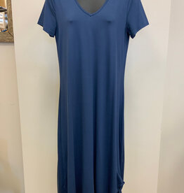 Pure Essence Pure Essence Denim Short Sleeve V Neck Dress CE