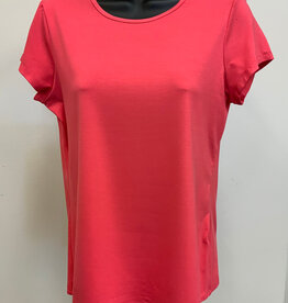 Pure Essence Pure Essence Coral Sunset Short Sleeve Crew Neck Top LL