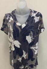 Bali Bali  Navy Short Sleeve V Neck Top AL