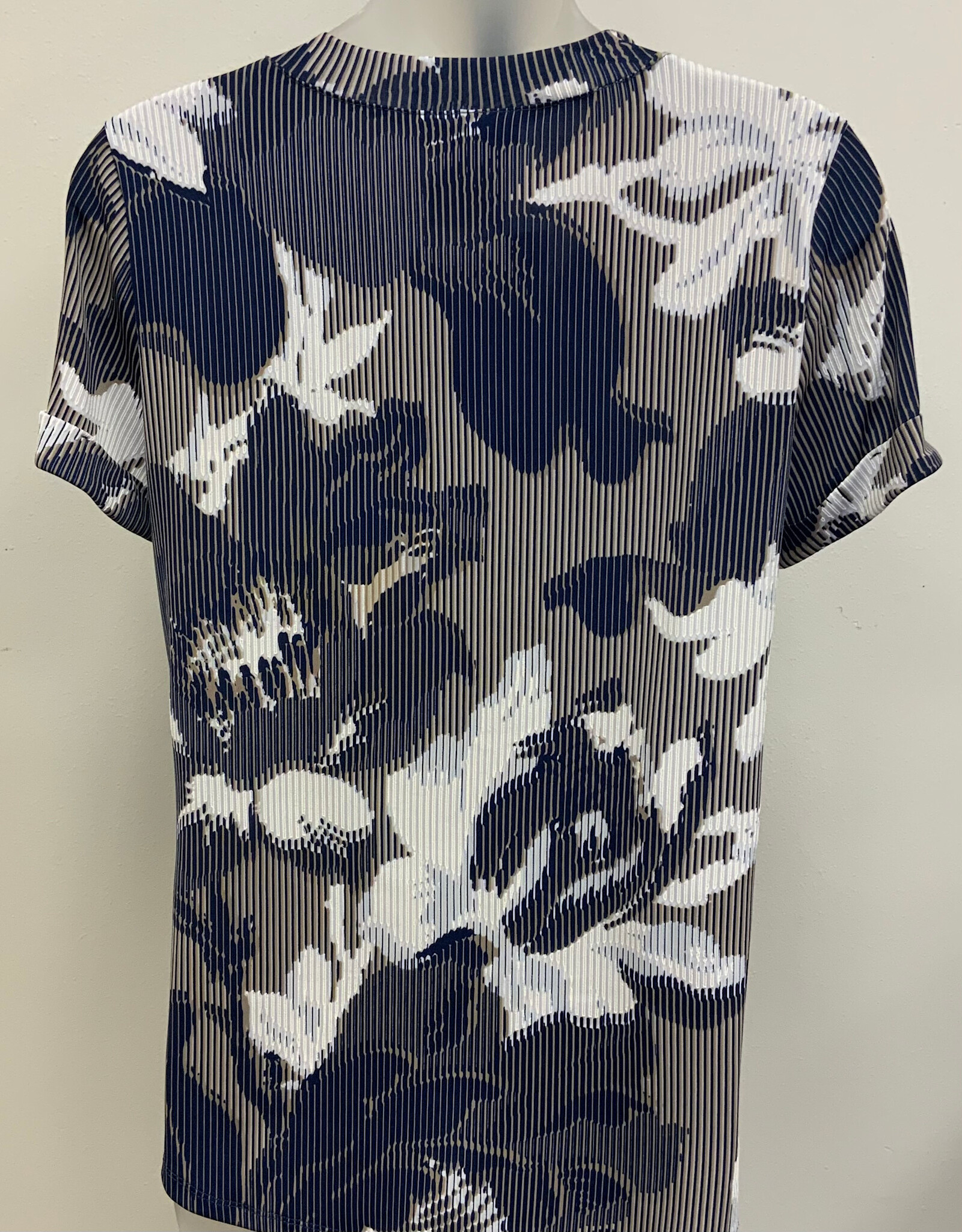 Bali Bali  Navy Short Sleeve V Neck Top AL