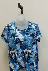 Trisha Tyler Trisha Tyler Blue Floral Print Round Neck S/S Top AH