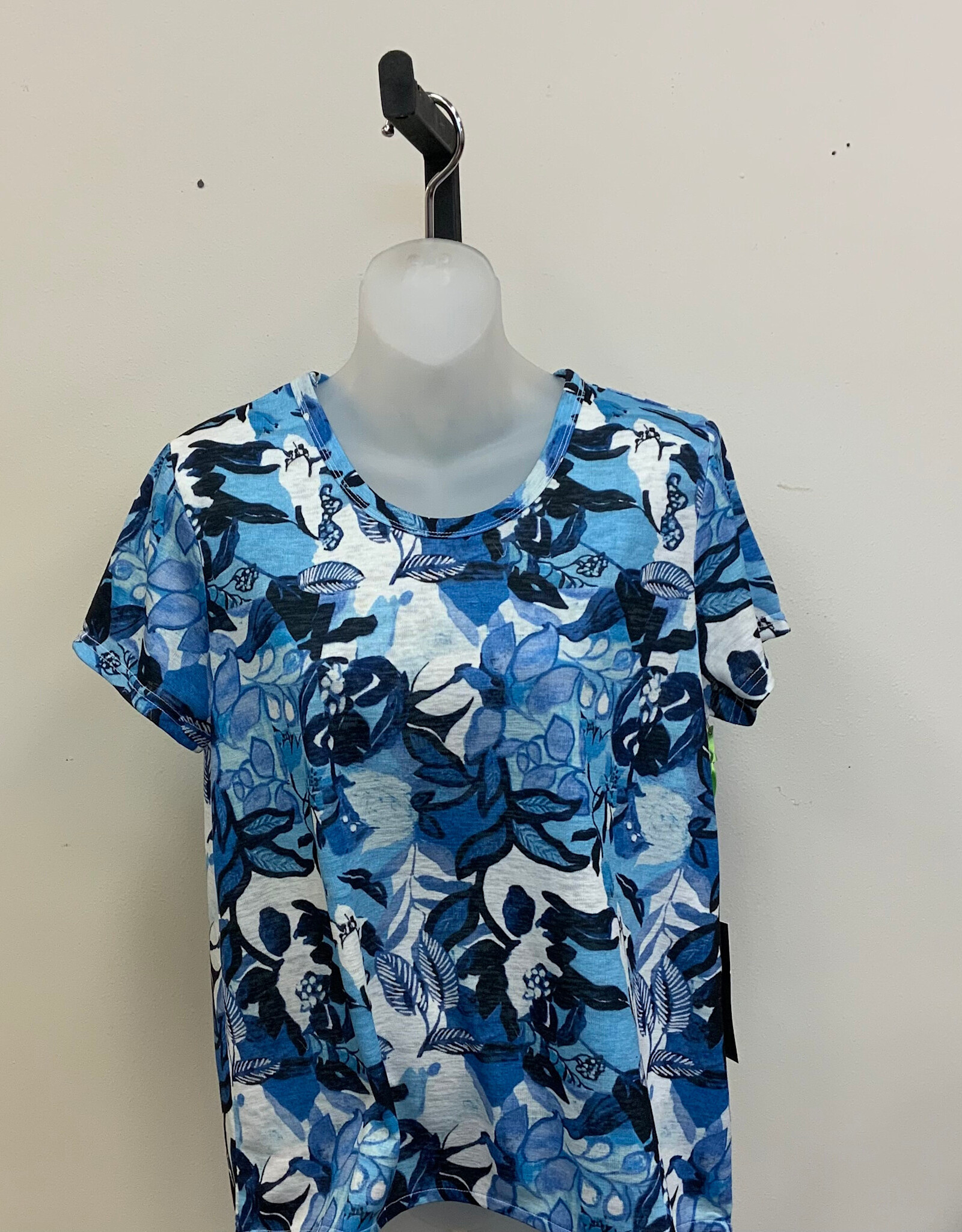 Trisha Tyler Trisha Tyler Blue Floral Print Round Neck S/S Top AH
