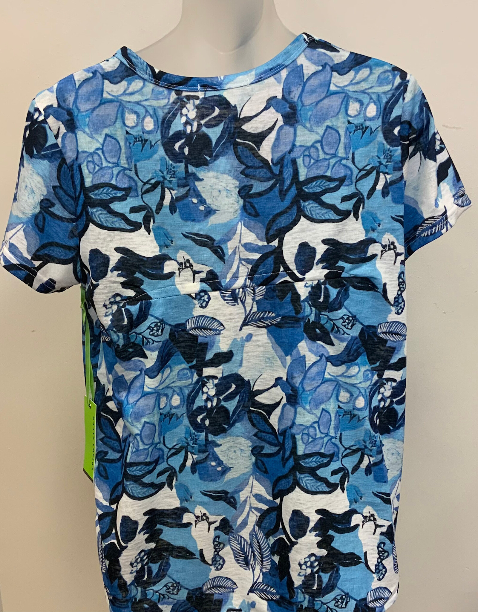 Trisha Tyler Trisha Tyler Blue Floral Print Round Neck S/S Top AH
