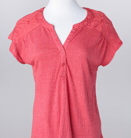 Keren Hart Keren Haren 28008 Melon Cap Sleeve Split Neck Top BO