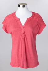 Keren Hart Keren Haren 28008 Melon Cap Sleeve Split Neck Top BO