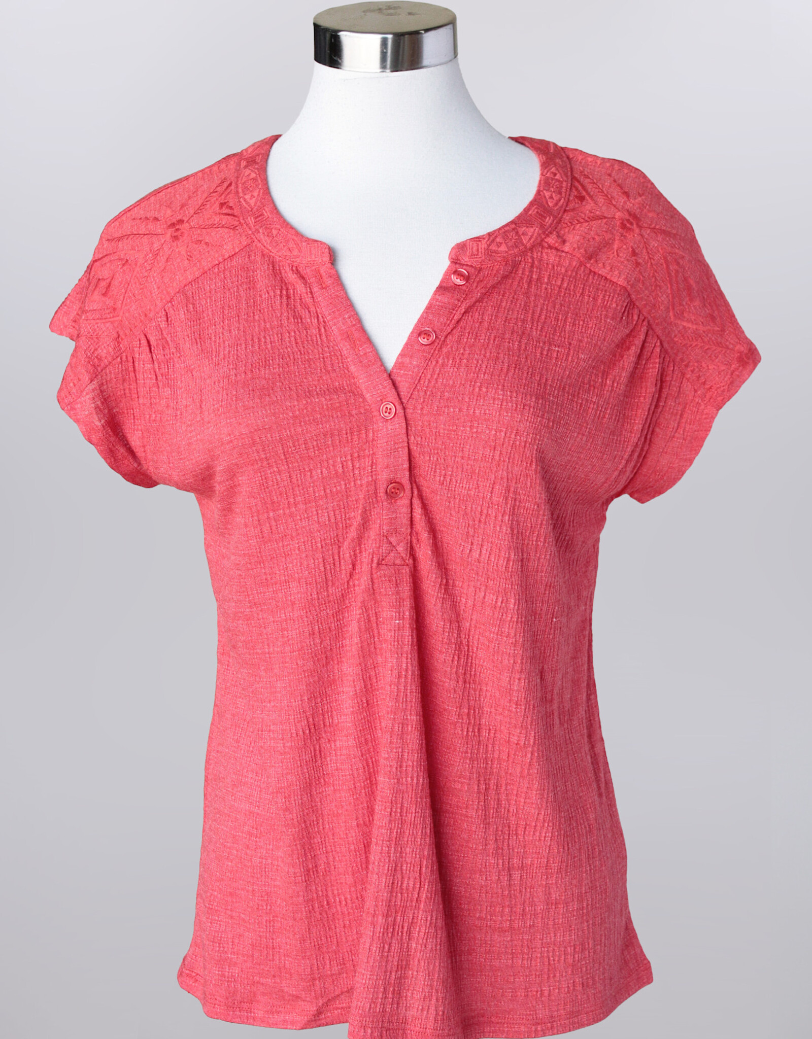 Keren Hart Keren Haren 28008 Melon Cap Sleeve Split Neck Top BO