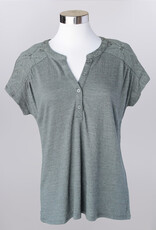 Keren Hart Keren Hart 28008 Olive Cap Sleeve Split Neck Top BO