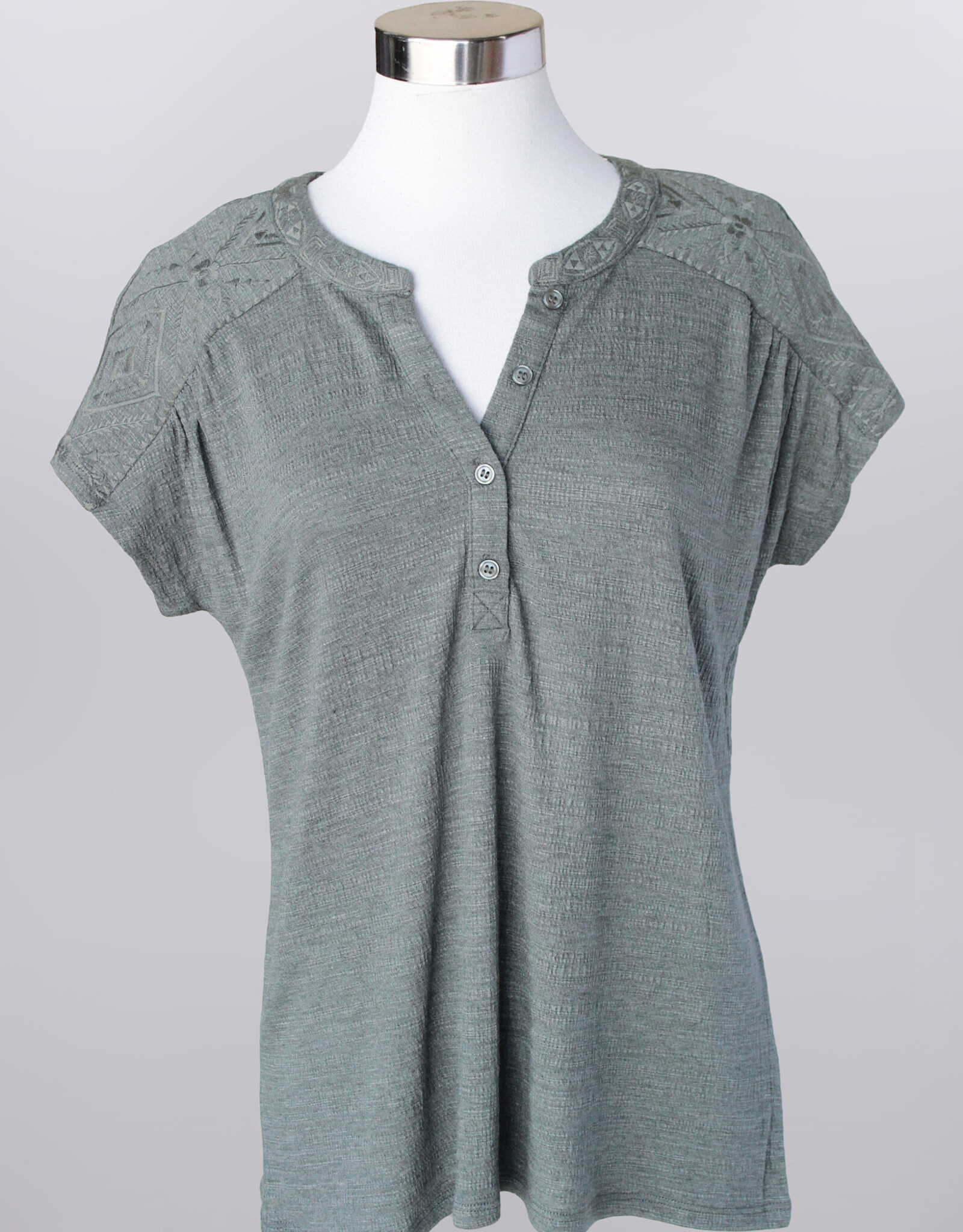 Keren Hart Keren Hart 28008 Olive Cap Sleeve Split Neck Top BO