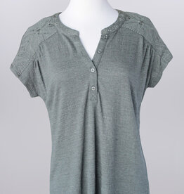 Keren Hart Keren Hart 28008 Olive Cap Sleeve Split Neck Top BO