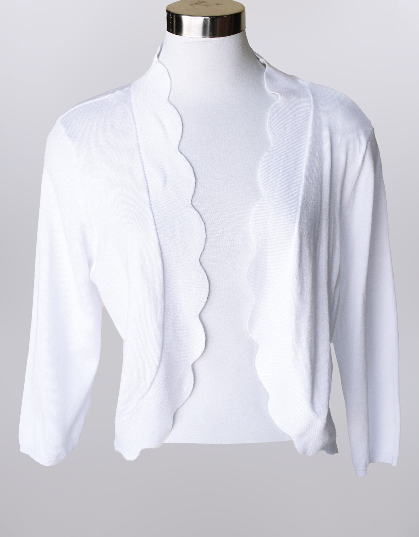 Keren Hart Keren Hart White 3/4 Sleeve Bolero W/Scalloped Edge