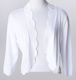 Keren Hart Keren Hart White 3/4 Sleeve Bolero W/Scalloped Edge