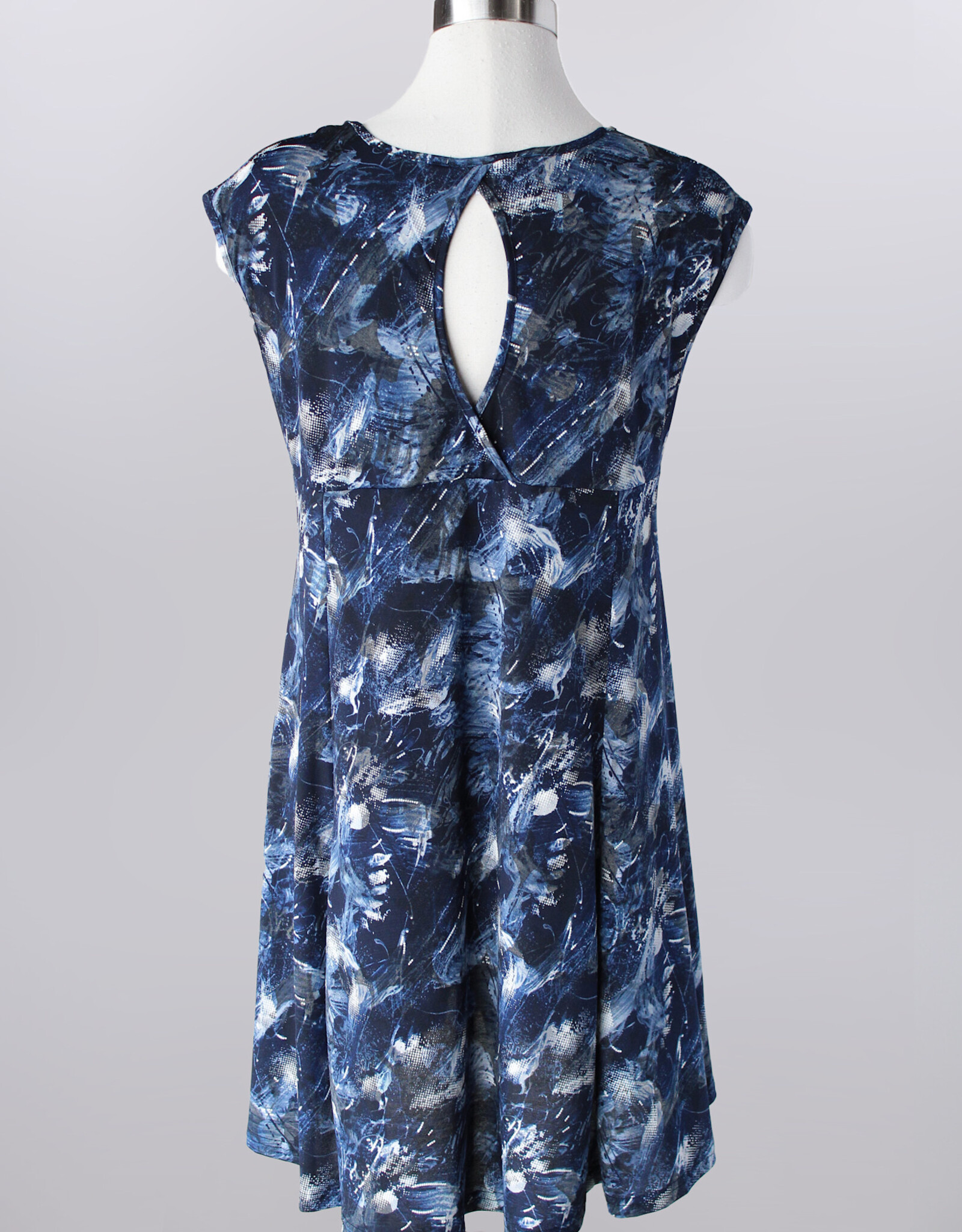 Keren Hart Keren Hart Navy Cap Sleeve Keyhole Back Dress